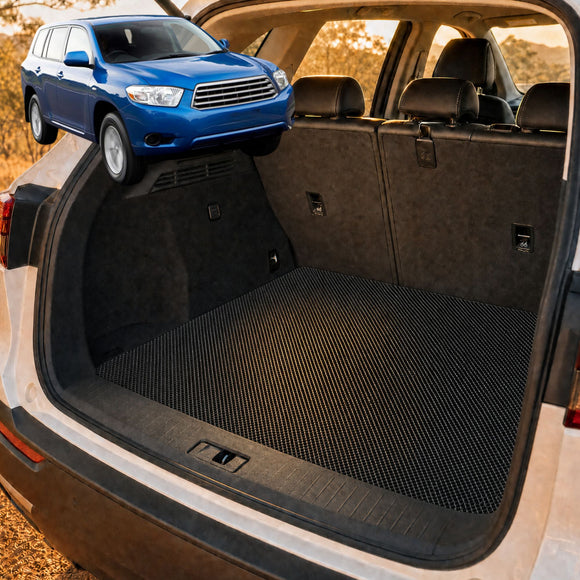 6D Diamond Car Boot Cargo Mat for Toyota Kluger 2007 - 2013 (XU40) - Heavy Duty Carpet Liner - All-Weather Resistance - Easy to use - Odorless Material - Black & Grey