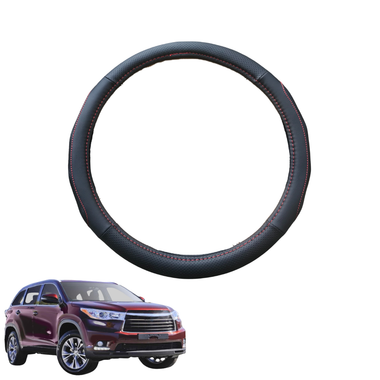 Steering Wheel Cover for Toyota Kluger 2014 - 2020 (XU50)  - Black Microfiber Leather - Circle 38 cm