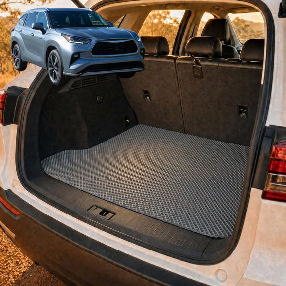 6D Diamond Car Boot Cargo Mat for Toyota Kluger 2021 - Current (XU70) - Heavy Duty Carpet Liner - All-Weather Resistance - Easy to use - Odorless Material - Black & Grey