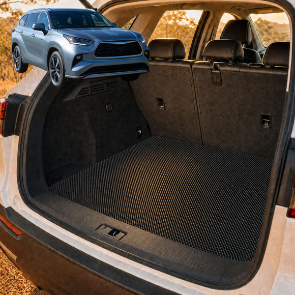 6D Diamond Car Boot Cargo Mat for Toyota Kluger 2021 - Current (XU70) - Heavy Duty Carpet Liner - All-Weather Resistance - Easy to use - Odorless Material - Black & Grey