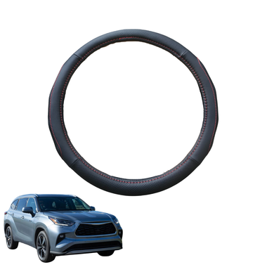 Steering Wheel Cover for Toyota Kluger 2021 - Current (XU70)  - Black Microfiber Leather - Circle 38 cm