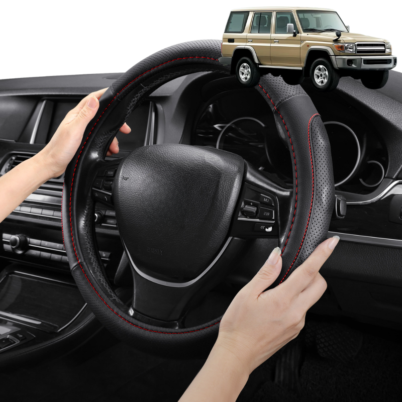 Steering Wheel Cover Pro Extra Layer for Toyota Landcruiser 70 Double Cab 2014 - Current - Breathable & Anti-Slip - Circle 38 cm