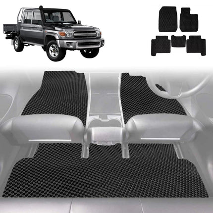 6D Diamond Car Floor Mats for Toyota LandCruiser 79 Series Double Cab 2012 - Current - Custom-Fit Carpet Liner
