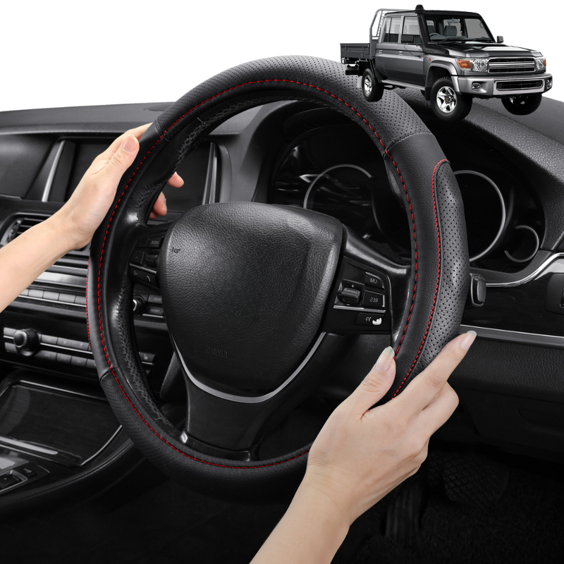 Steering Wheel Cover Pro Extra Layer for Toyota Landcruiser 79 Series Double Cab 2012 - Current - Breathable & Anti-Slip - Circle 38 cm