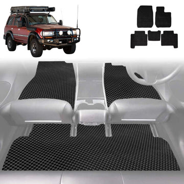6D Diamond Car Floor Mats for Toyota LandCruiser 80 1990 - 1998 - Custom-Fit Carpet Liner