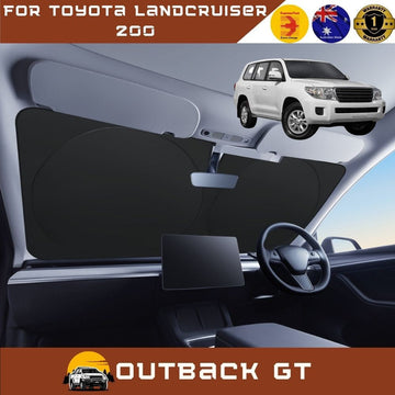 Front Windscreen Sun Shade for Toyota LandCruiser 200 2012 - 2021 (GX GXL) - Standard 150 x 85 cm - Black