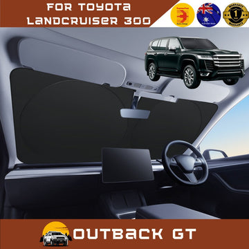Front Windscreen Sun Shade for Toyota LandCruiser 300 2021 - Current - XL 160 x 98 cm - Black