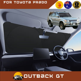 Front Windscreen Sun Shade for Toyota Prado 1996 - 2003 90 Series - XL 160 x 100 cm - Black