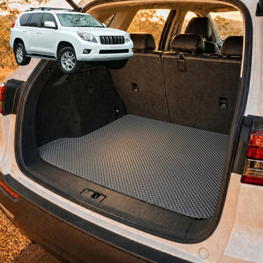 6D Diamond Car Boot Cargo Mat for Toyota Prado 2009 - 2013 (J150) - Heavy Duty Carpet Liner - All-Weather Resistance - Easy to use - Odorless Material - Black & Grey - 0
