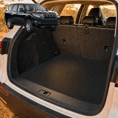 6D Diamond Car Boot Cargo Mat for Toyota Prado 2013 - 2024 (J150) - Heavy Duty Carpet Liner - All-Weather Resistance - Easy to use - Odorless Material - Black & Grey