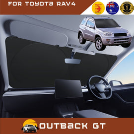 Front Windscreen Sun Shade for Toyota RAV4 2000 - 2005 2-Door (XA20) - Standard 150 x 85 cm - Black
