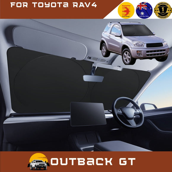 Front Windscreen Sun Shade for Toyota RAV4 2000 - 2005 4-Door (XA20) - Standard 150 x 85 cm - Black