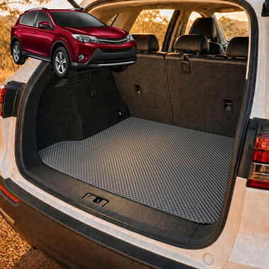 6D Diamond Car Boot Cargo Mat for Toyota RAV4 2012 - 2019 (XA40) - Heavy Duty Carpet Liner - All-Weather Resistance - Easy to use - Odorless Material - Black & Grey - 0