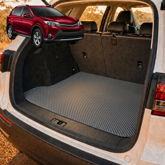 6D Diamond Car Boot Cargo Mat for Toyota RAV4 2012 - 2019 (XA40) - Heavy Duty Carpet Liner - All-Weather Resistance - Easy to use - Odorless Material - Black & Grey