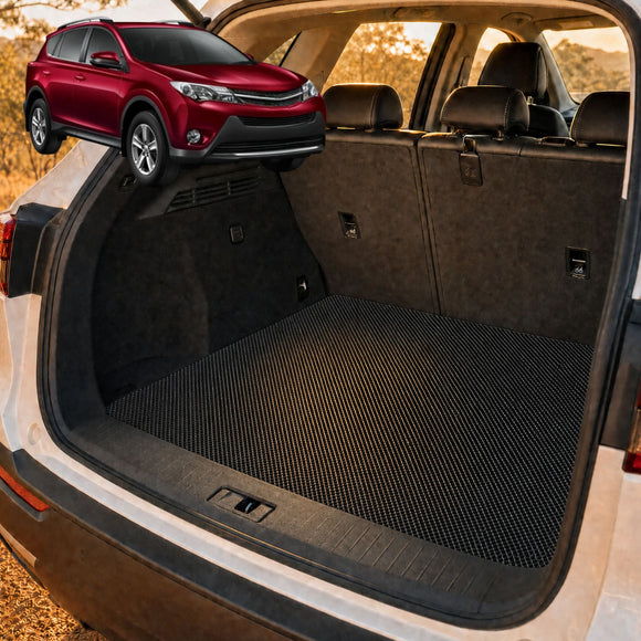 6D Diamond Car Boot Cargo Mat for Toyota RAV4 2012 - 2019 (XA40) - Heavy Duty Carpet Liner - All-Weather Resistance - Easy to use - Odorless Material - Black & Grey