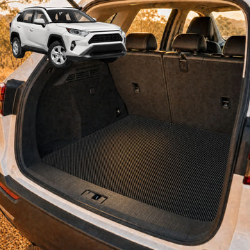 6D Diamond Car Boot Cargo Mat for Toyota RAV4 2019 - Current (XA50) - Heavy Duty Carpet Liner - All-Weather Resistance - Easy to use - Odorless Material - Black & Grey