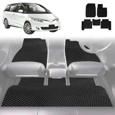 6D Diamond Car Floor Mats for Toyota Tarago 2006 - 2020 (Estima) 8 Seater - Custom-Fit Carpet Liner