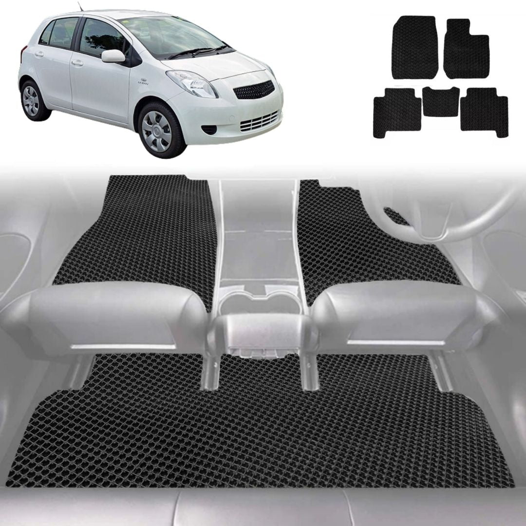 6D Diamond Car Floor Mats for Toyota Yaris 2005 - 2010 XP90 - Custom-Fit Carpet Liner