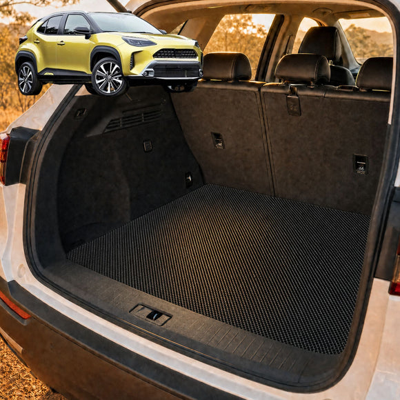 6D Diamond Car Boot Cargo Mat for Toyota Yaris Cross 2020 - Current - Heavy Duty Carpet Liner - All-Weather Resistance - Easy to use - Odorless Material - Black & Grey