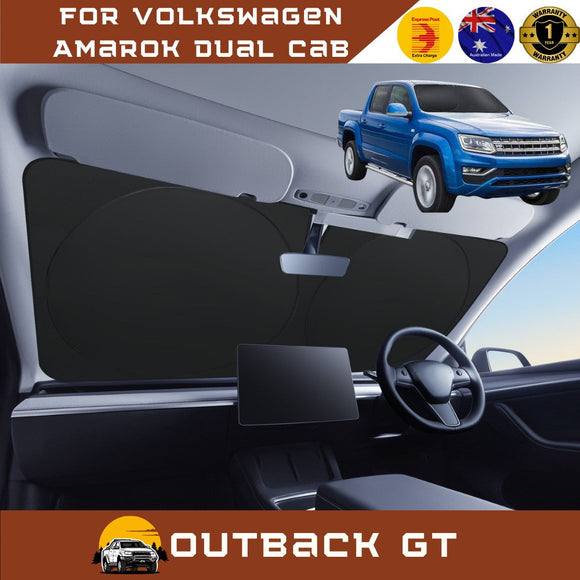 Front Windscreen Sun Shade for VolksWagen Amarok Dual Cab 2010 - 2022 2H, 2H Facelift - Standard 150 x 85 cm - Black