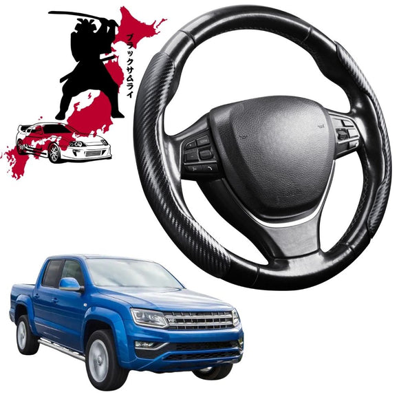 Black Samurai Segmented Steering Wheel Cover for VolksWagen Amarok Dual Cab 2010 - 2022 2H, 2H Facelift