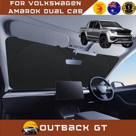Front Windscreen Sun Shade for VolksWagen Amarok Dual Cab 2022 - Current 2H Facelift - Standard 150 x 85 cm - Black