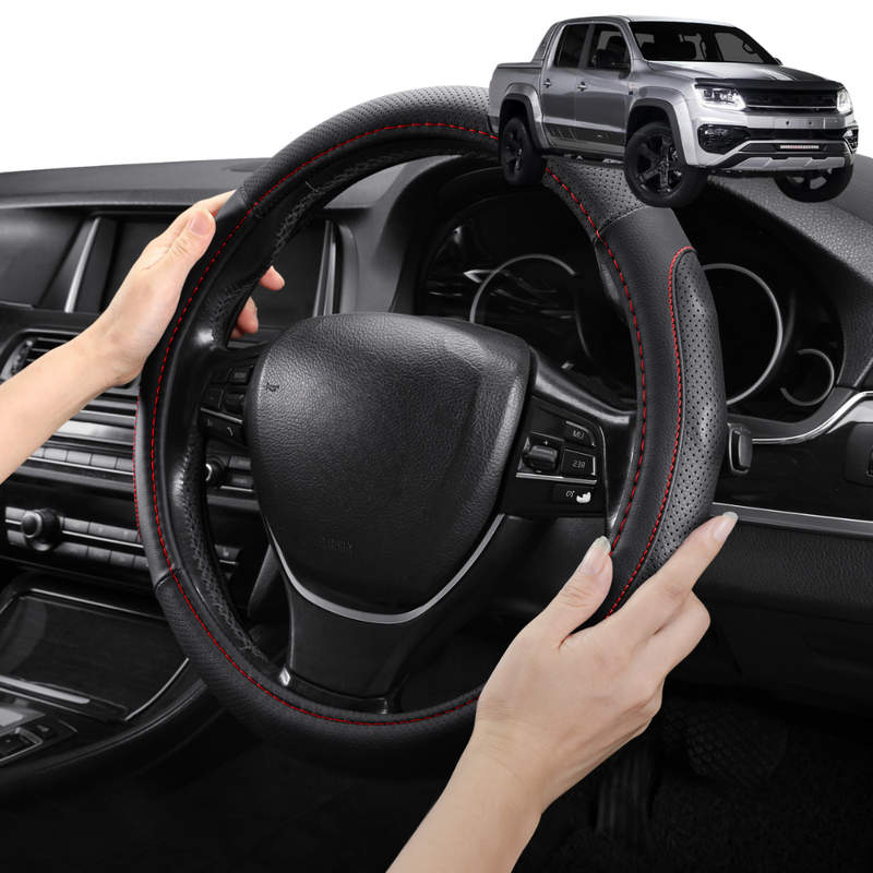 Steering Wheel Cover Pro Extra Layer for Volkswagen Amarok Dual Cab 2022 - Current 2H Facelift - Breathable & Anti-Slip - Circle 38 cm