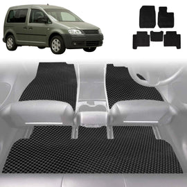 6D Diamond Car Floor Mats for VolksWagen Caddy 2005 - 2021 Front Only - Custom-Fit Carpet Liner
