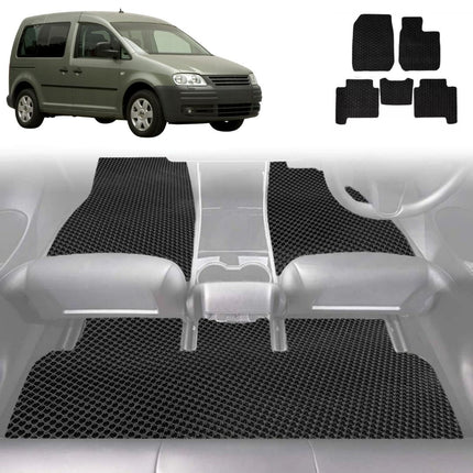 6D Diamond Car Floor Mats for VolksWagen Caddy 2005 - 2021 Front Only - Custom-Fit Carpet Liner