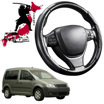 Black Samurai Segmented Steering Wheel Cover for VolksWagen Caddy 2005 - 2021 Front Only