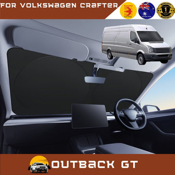Front Windscreen Sun Shade for VolksWagen Crafter 2006 - 2017 (Typ 2E/2F) - XL 160 x 98 cm - Black