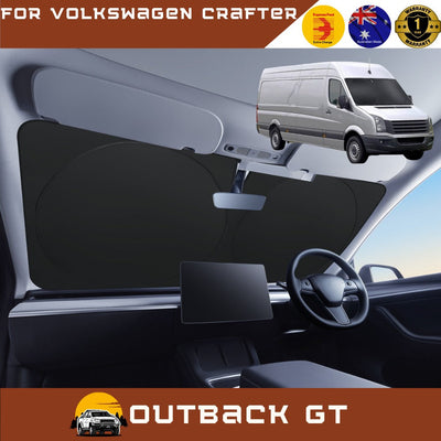 Front Windscreen Sun Shade for VolksWagen Crafter 2006 - 2017 (Typ 2E/2F) - XL 160 x 100 cm - Black