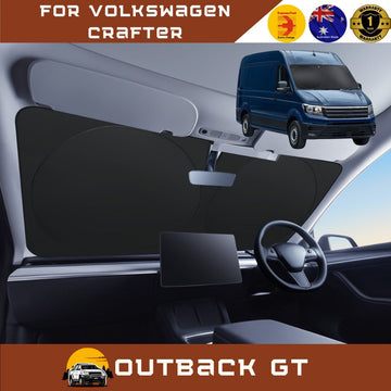 Front Windscreen Sun Shade for VolksWagen Crafter 2017 - Current (Typ SY/SZ) - XL 160 x 98 cm - Black