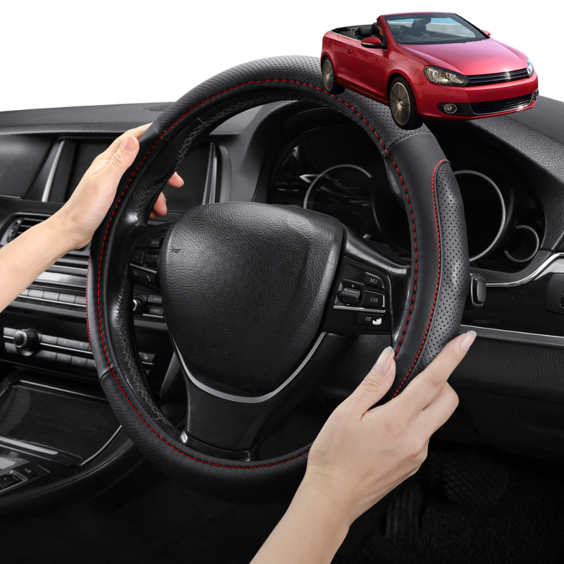Steering Wheel Cover Pro Extra Layer for Volkswagen Golf 2011-2013 Cabriolet (MK6) - Breathable & Anti-Slip - Circle 38 cm