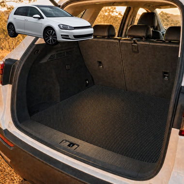 6D Diamond Car Boot Cargo Mat for VolksWagen Golf 2013 - 2021 Hatch/Wagon (MK7) - Heavy Duty Carpet Liner - All-Weather Resistance - Easy to use - Odorless Material - Black & Grey