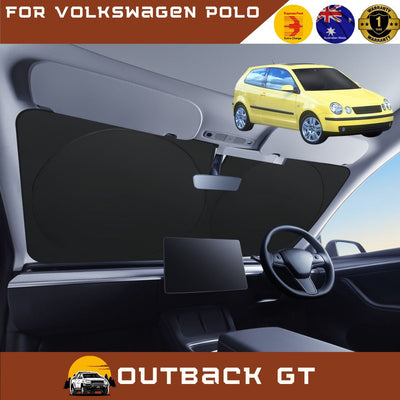 Front Windscreen Sun Shade for VolksWagen Polo 2002 - 2009 (MK4) - Standard 150 x 85 cm - Black