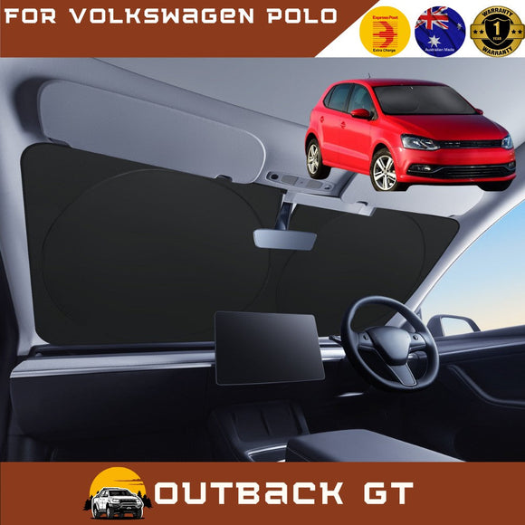 Front Windscreen Sun Shade for VolksWagen Polo 2009 - 2017 (MK5) - Standard 150 x 85 cm - Black