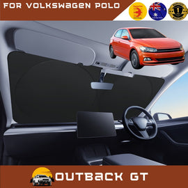Front Windscreen Sun Shade for VolksWagen Polo 2018 - Current (MK6) - Standard 150 x 85 cm - Black