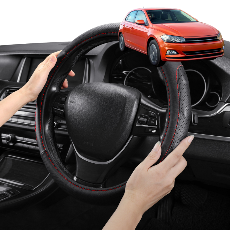Steering Wheel Cover Pro Extra Layer for Volkswagen Polo 2018 - Current (MK6) - Breathable & Anti-Slip - Circle 38 cm