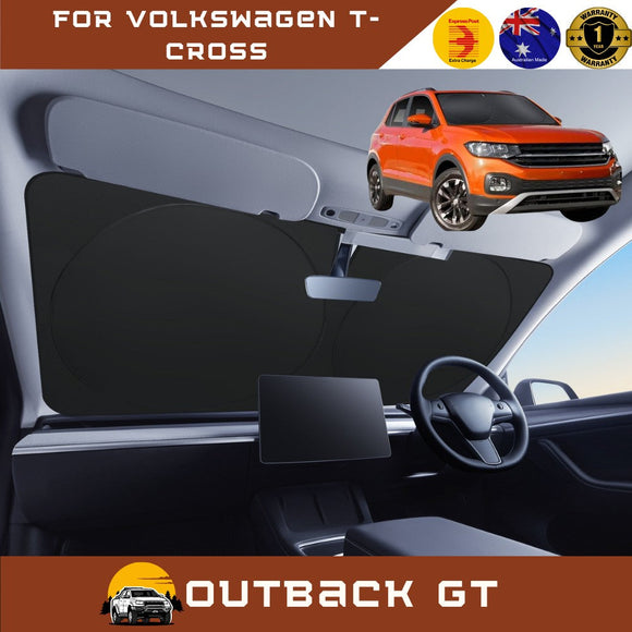 Front Windscreen Sun Shade for VolksWagen T-Cross 2020 - Current (C1) - Standard 150 x 85 cm - Black