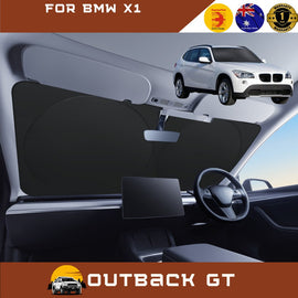 Front Windscreen Sun Shade for BMW X1 2009 - 2015 (E84) - Standard 150 x 85 cm - Black