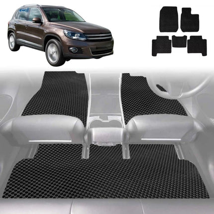 6D Diamond Car Floor Mats for VolksWagen Tiguan 2008 - 2016 - Custom-Fit Carpet Liner