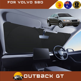 Front Windscreen Sun Shade for Volvo S80 2006 - 2016 - Standard 150 x 85 cm - Black