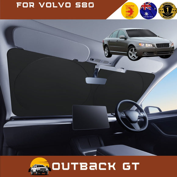 Front Windscreen Sun Shade for Volvo S80 2006 - 2016 - Standard 150 x 85 cm - Black