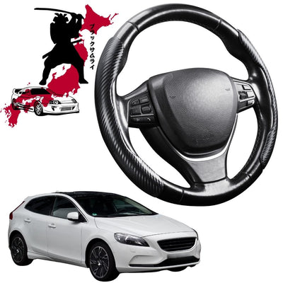 Black Samurai Segmented Steering Wheel Cover for Volvo V40 2013 - 2019