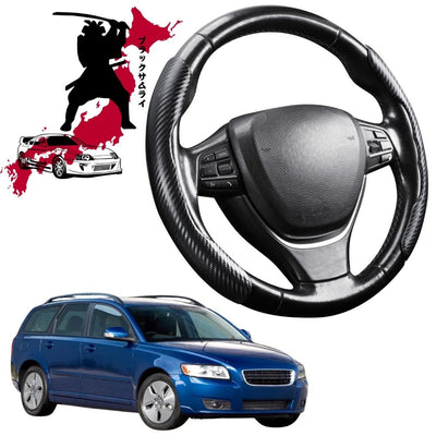 Black Samurai Segmented Steering Wheel Cover for Volvo V50 2004 - 2012 Auto