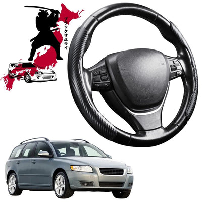 Black Samurai Segmented Steering Wheel Cover for Volvo V50 2004 - 2012 Manual