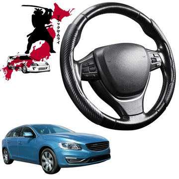 Black Samurai Segmented Steering Wheel Cover for Volvo V60 2010 - 2018 Auto