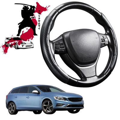 Black Samurai Segmented Steering Wheel Cover for Volvo V60 2010 - 2018 Manual