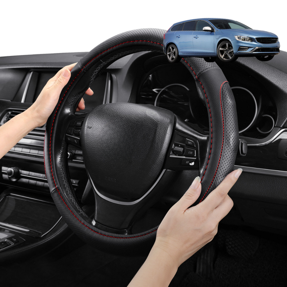Steering Wheel Cover Pro Extra Layer for Volvo V60 2010-2018 Manual - Breathable & Anti-Slip - Circle 38 cm